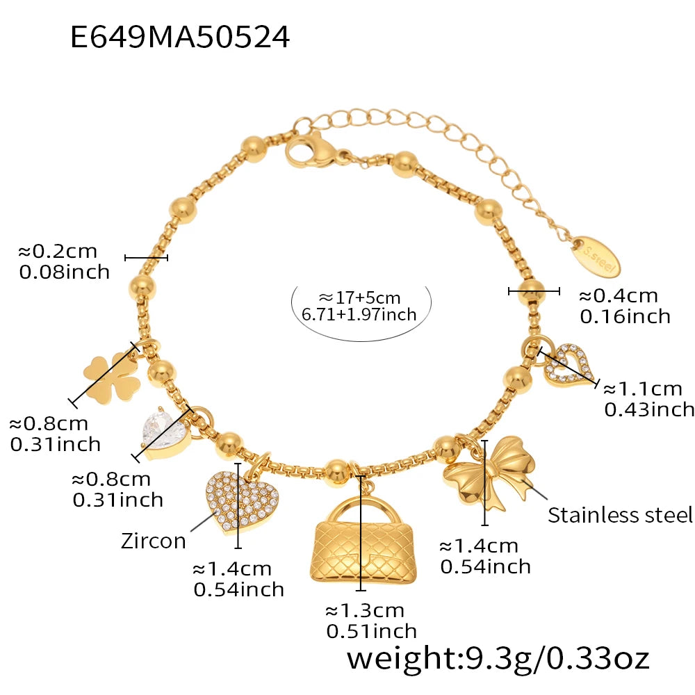 Ulvly Gold Plated Stainless Steel Charm Bracelet – Trendy Link Chain