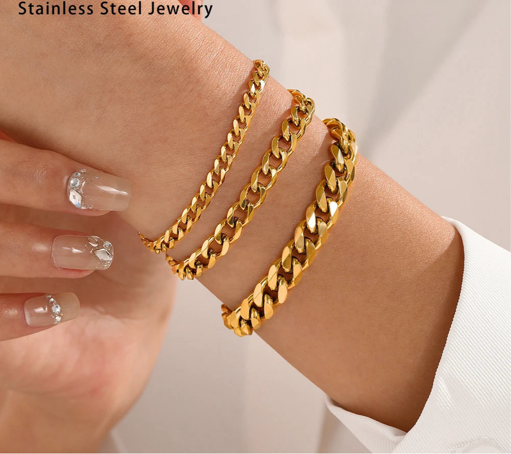 Ulvly Stainless Steel Link Chain Bracelet – Waterproof and Fade-Resistant