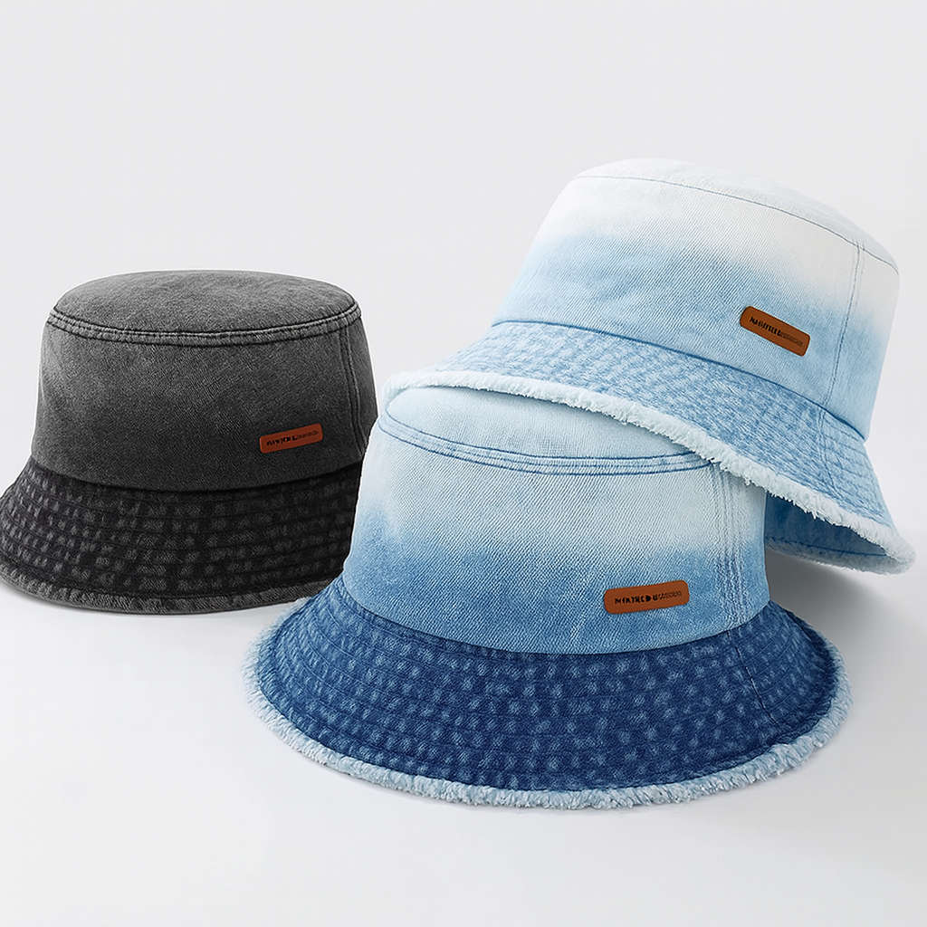 Ulvly Denim Cowboy Bucket Hat with Strap