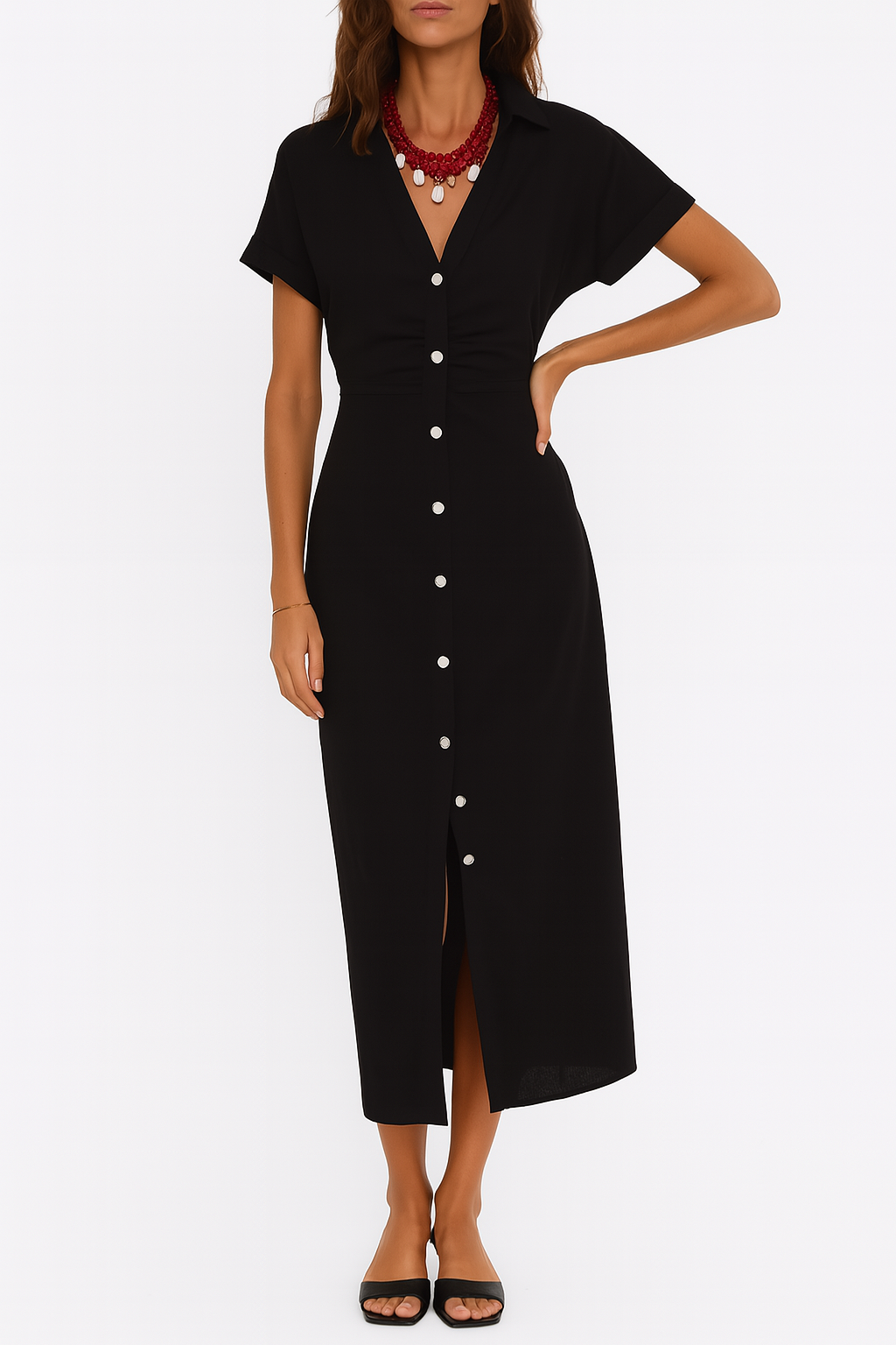 Ulvly Pleated Button-Down Summer Dress