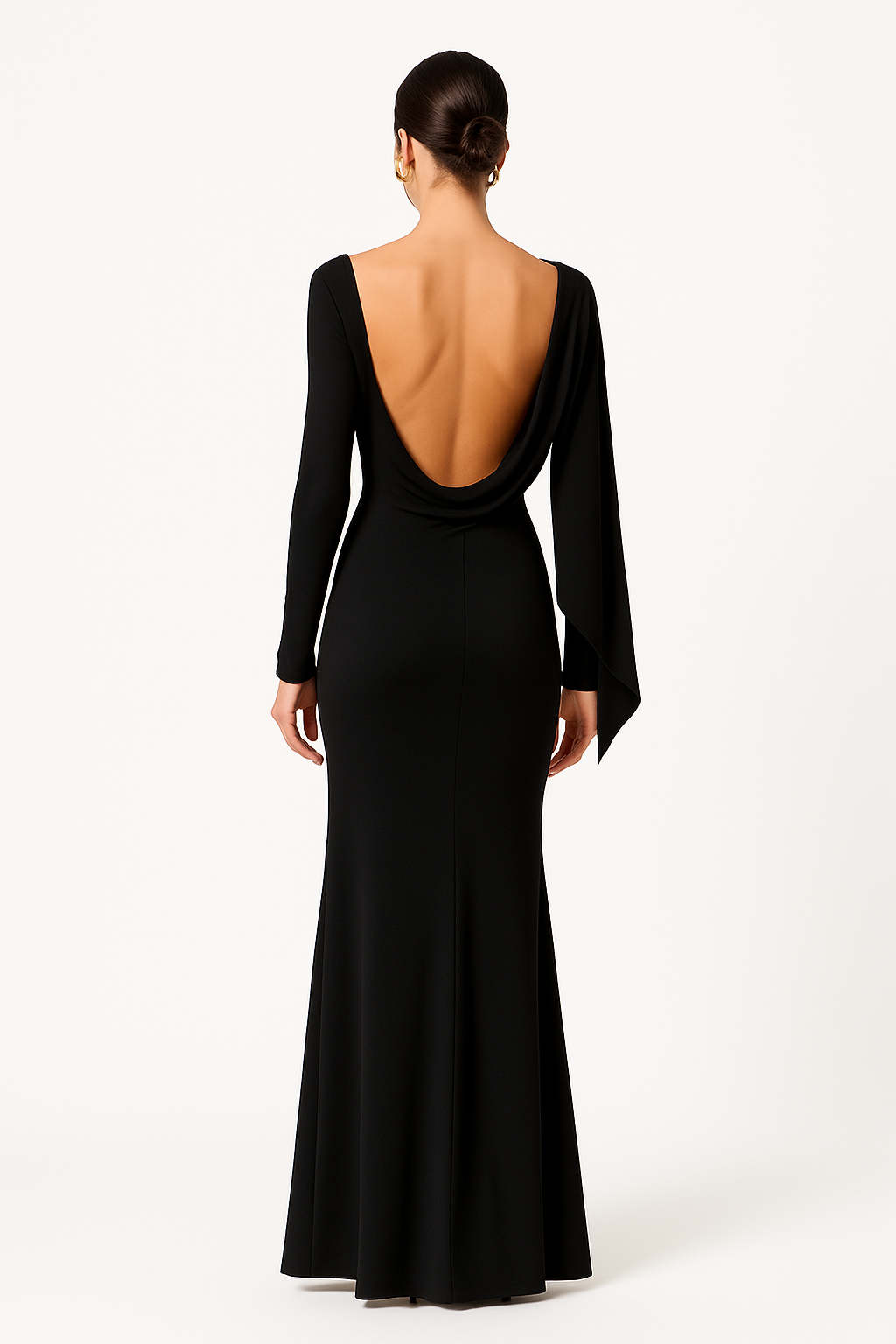 Ulvly Backless Long Sleeve Sheer Beach Dress