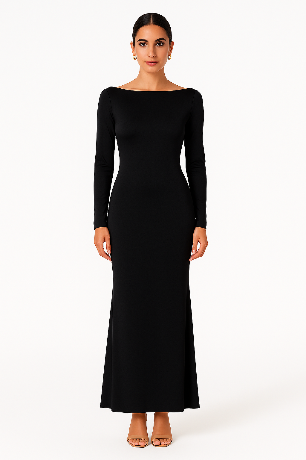 Ulvly Backless Long Sleeve Sheer Beach Dress