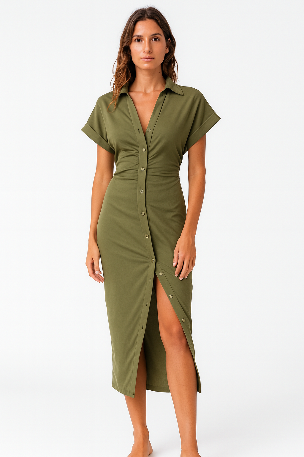 Ulvly Pleated Button-Down Summer Dress