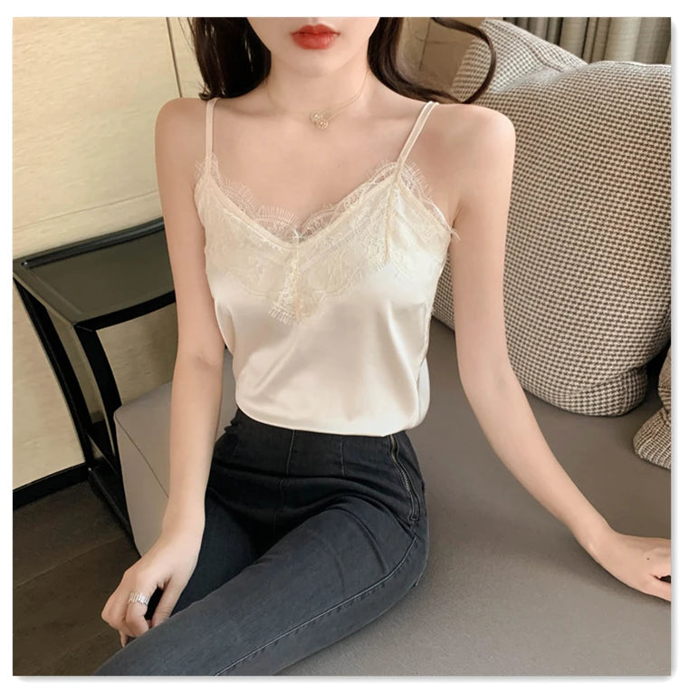 Ulvly Lace Satin Cami Top