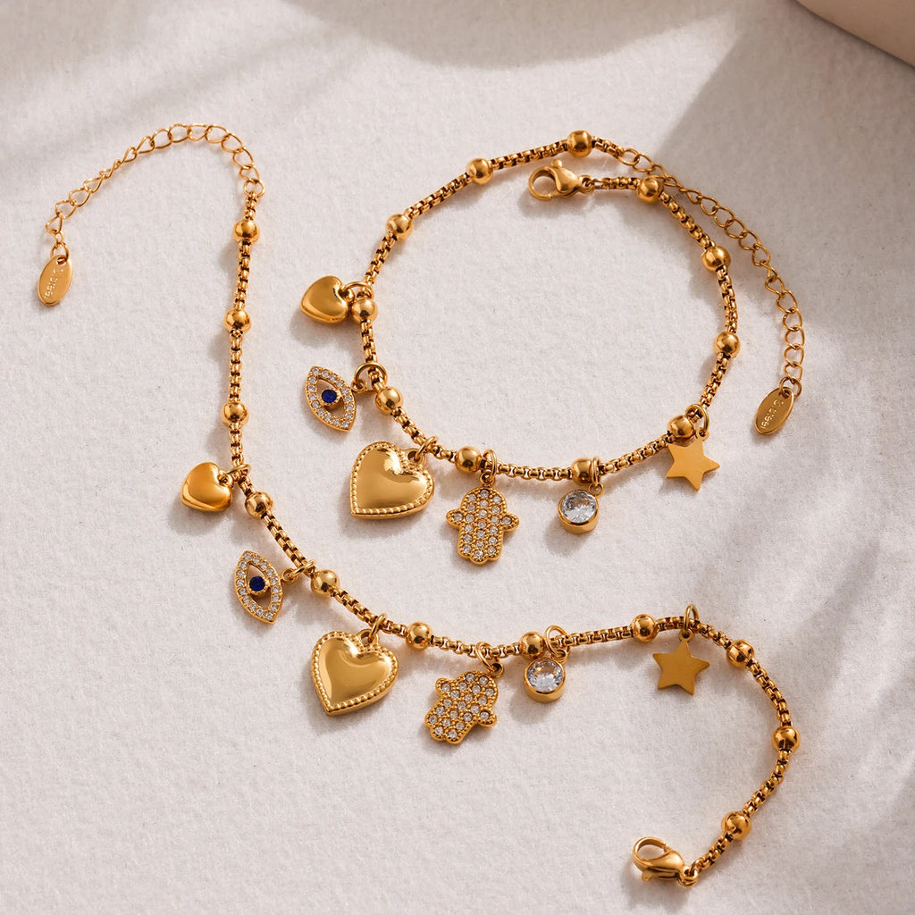 Ulvly Gold Plated Stainless Steel Charm Bracelet – Trendy Link Chain