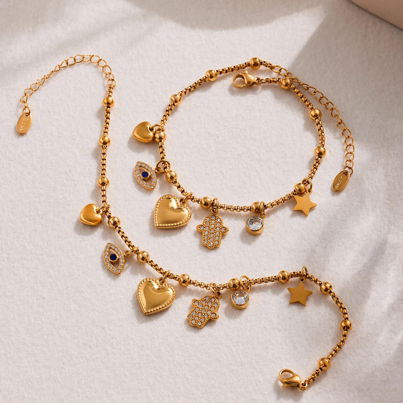 Ulvly Gold Plated Stainless Steel Charm Bracelet – Trendy Link Chain