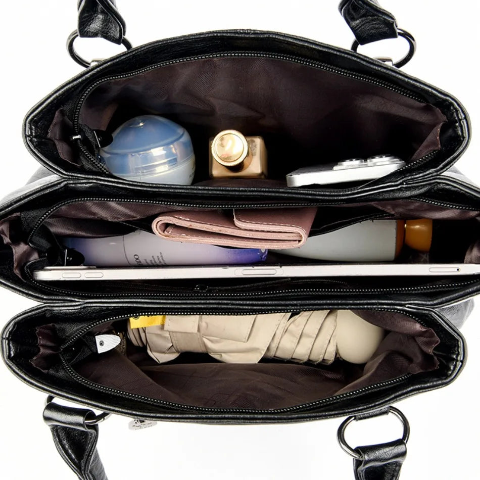 Ulvly 3-Layer Soft PU Leather Crossbody Bag