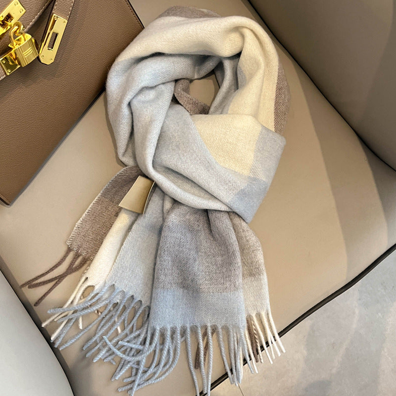 Ulvly Plaid Wool Tassel Scarf