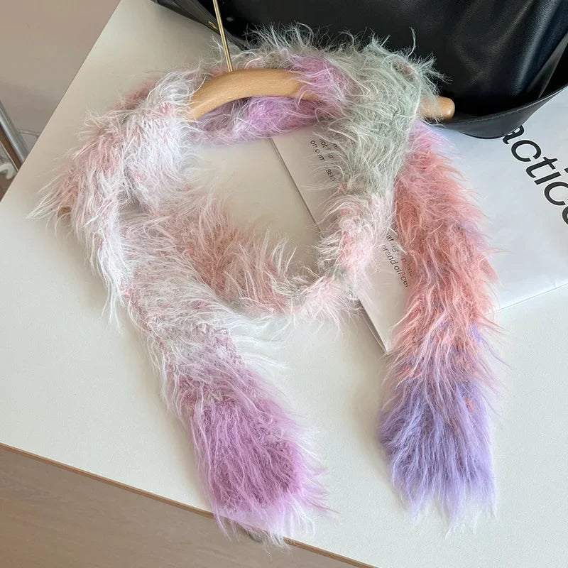 Ulvly Striped Plush Knit Scarf