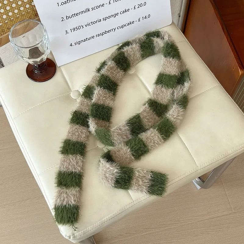 Ulvly Striped Plush Knit Scarf