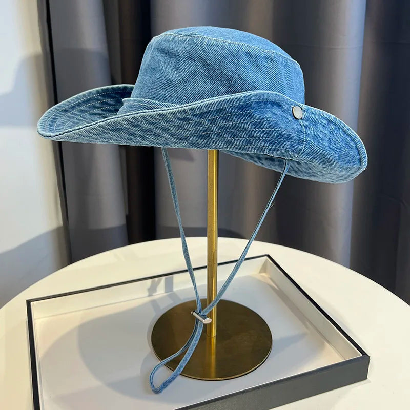 Ulvly Vintage Washed Denim Bucket Hat