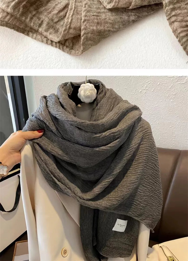 Ulvly Retro Cotton-Linen Touch Scarf