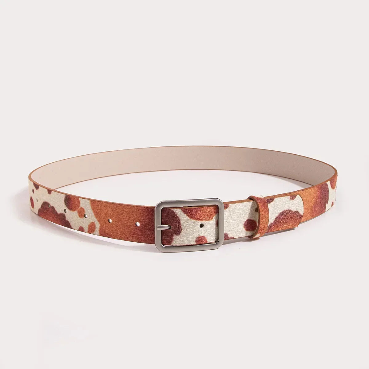 Ulvly Cow Print Faux Fur Belt