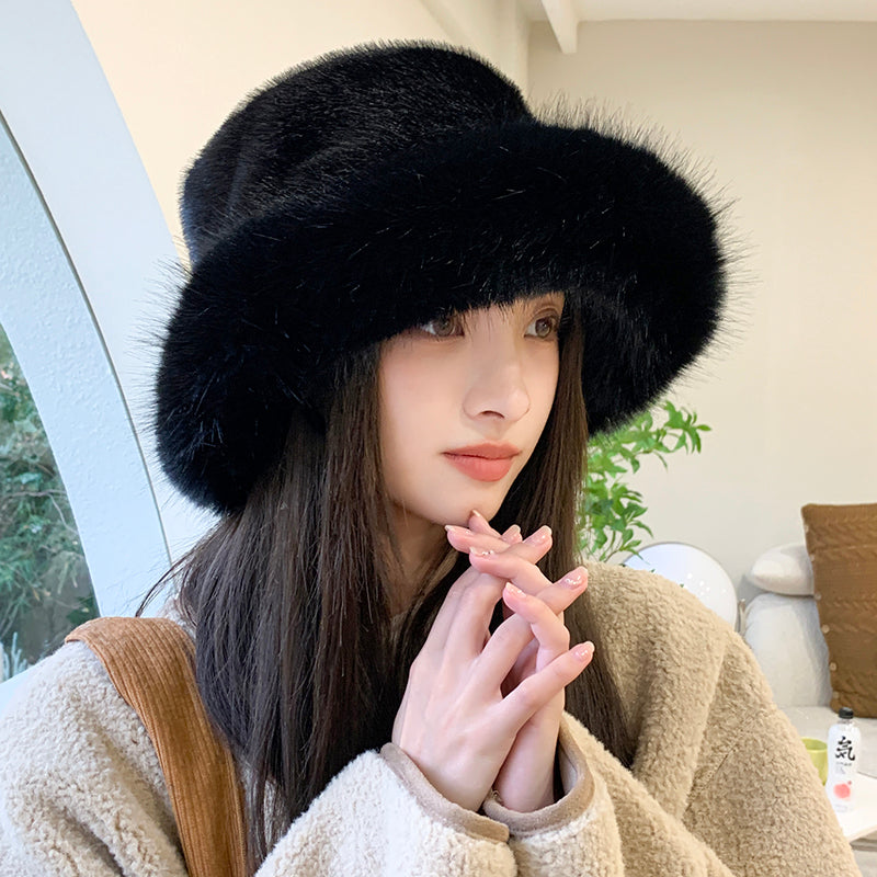 Ulvly Fluffy Faux Fur Bucket Hat