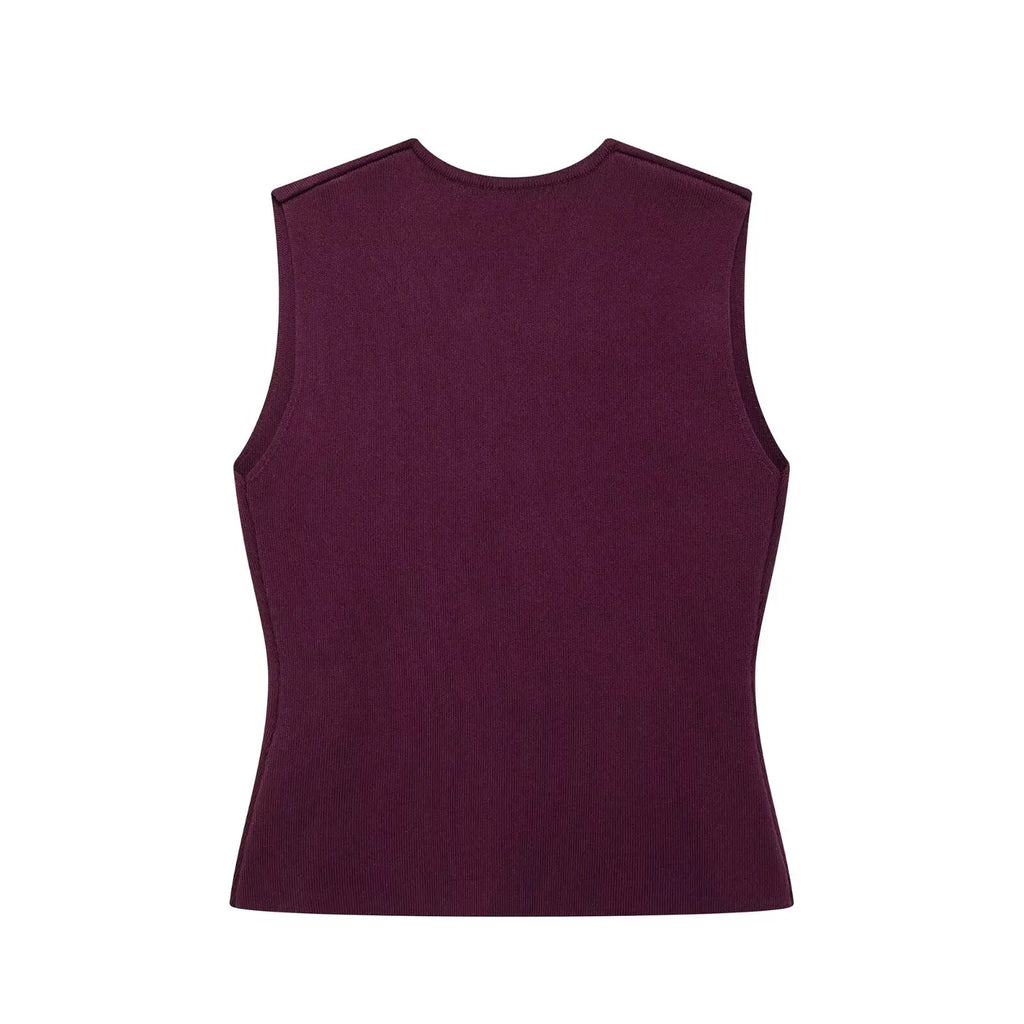 Ulvly Wine Red Knit Vest & Skirt Set