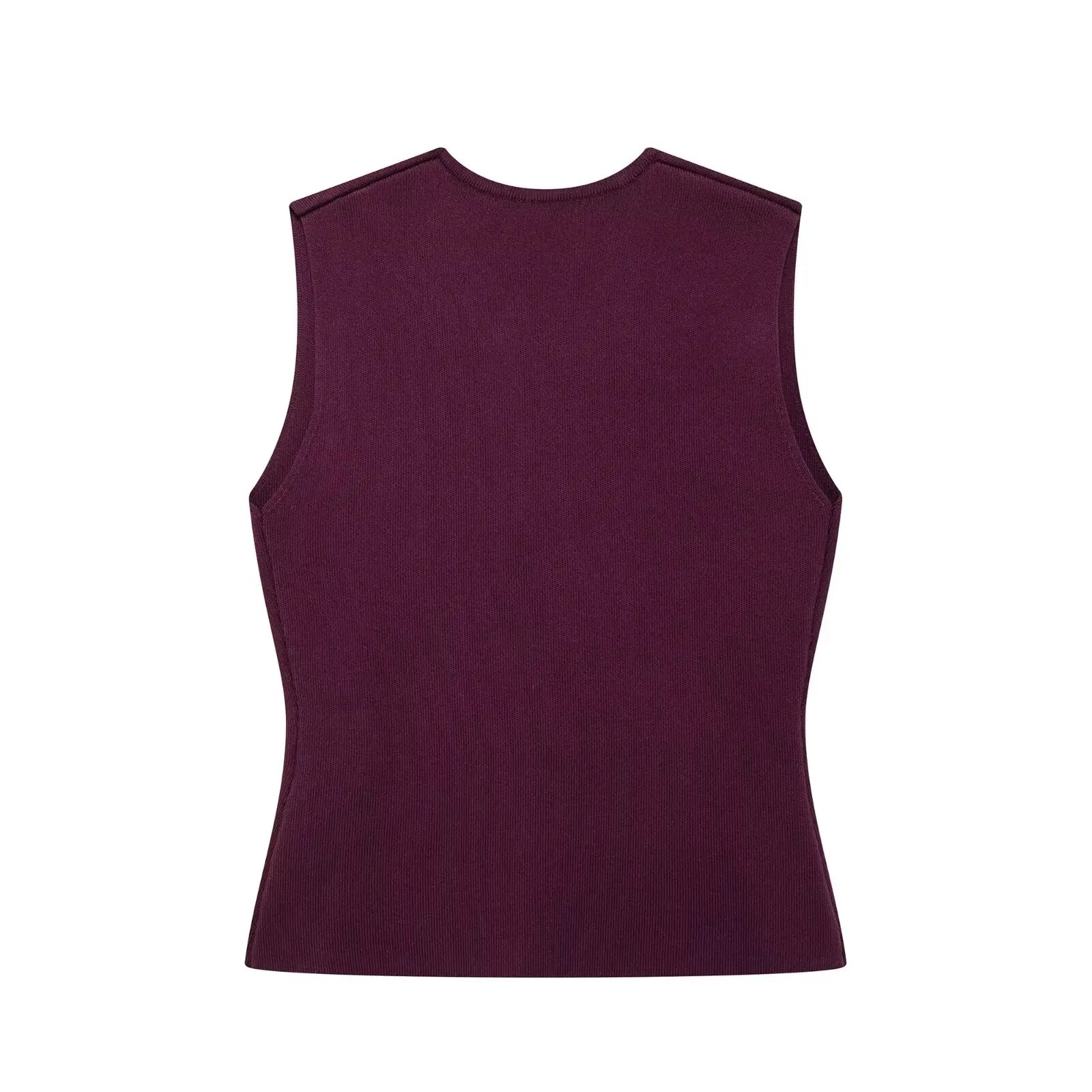 Ulvly Wine Red Knit Vest & Skirt Set
