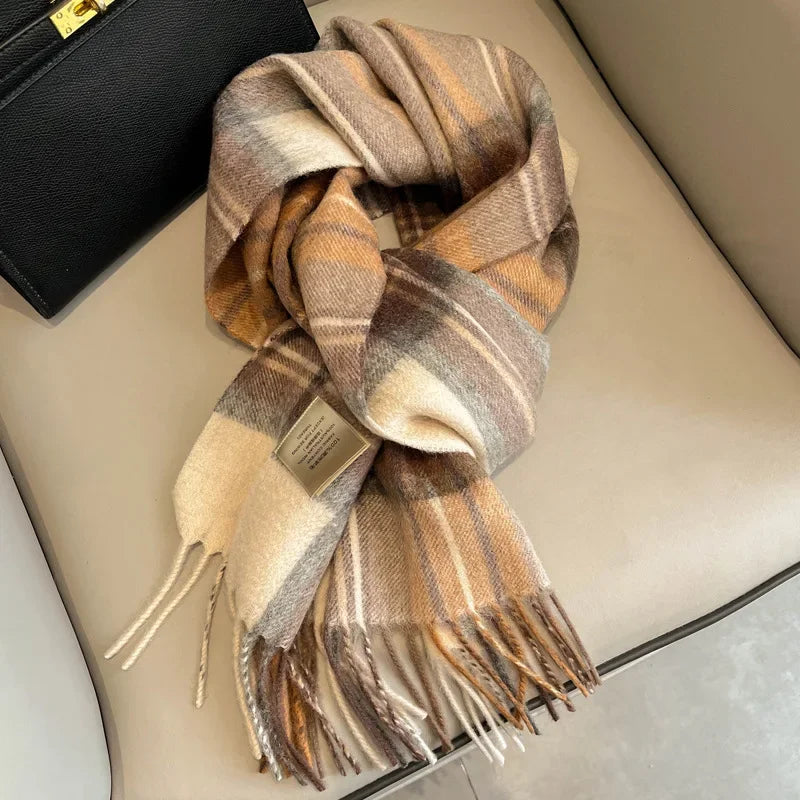 Ulvly Plaid Wool Tassel Scarf