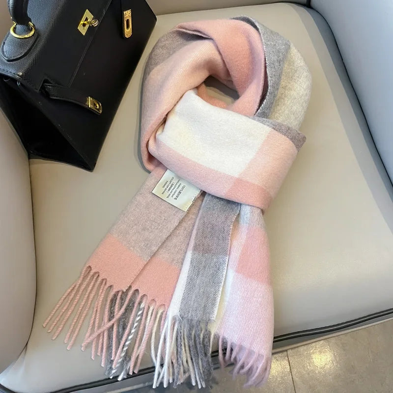 Ulvly Plaid Wool Tassel Scarf