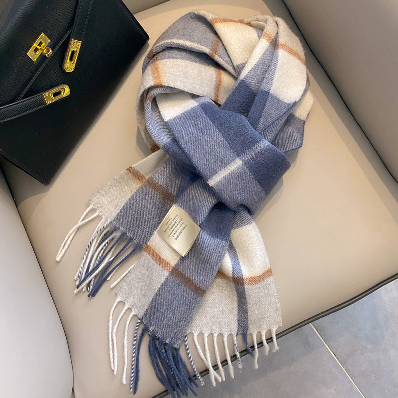 Ulvly Plaid Wool Tassel Scarf