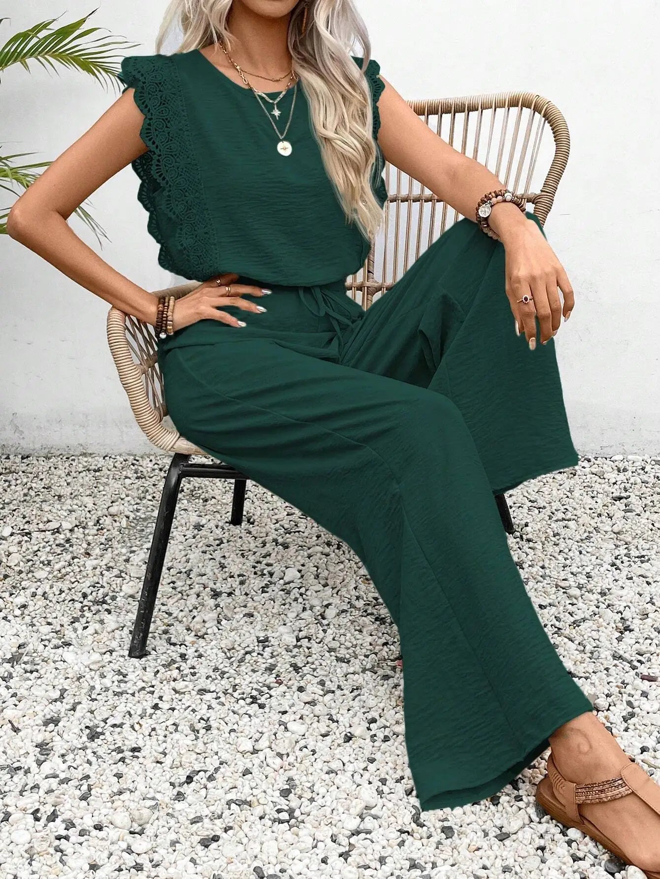 Ulvly Sleeveless O-Neck Suit Set