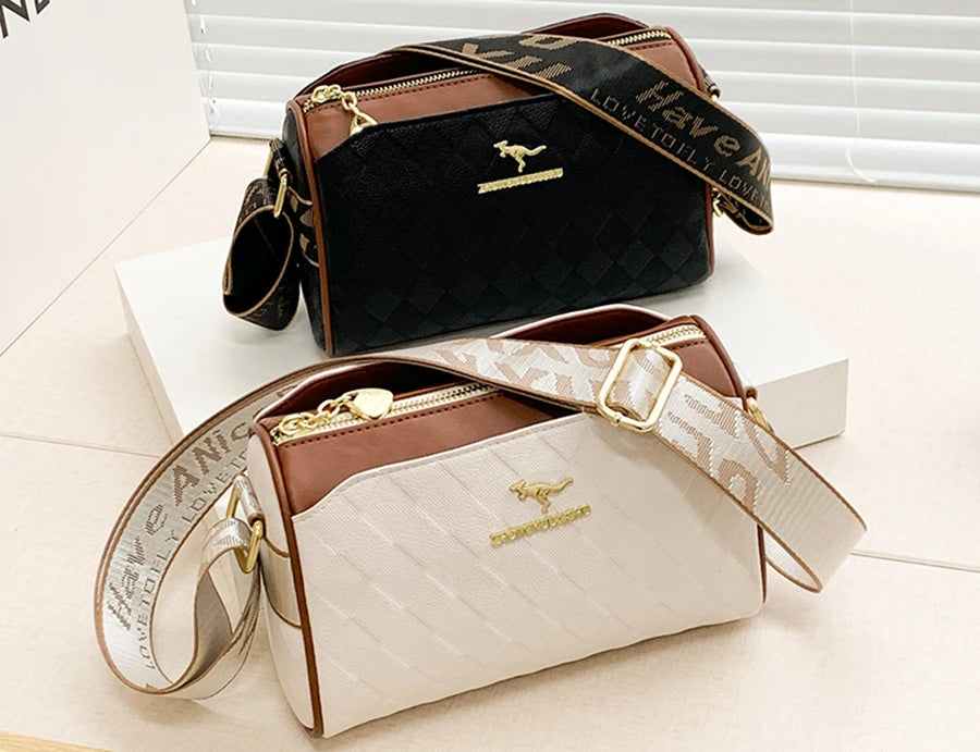 Ulvly Soft Leather Checkered Messenger Bag