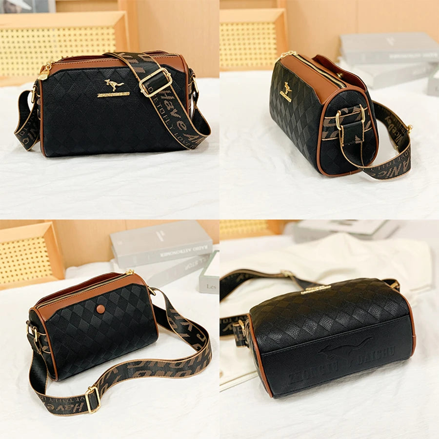 Ulvly Soft Leather Checkered Messenger Bag