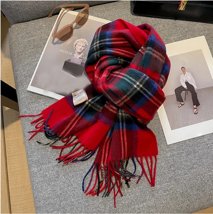 Ulvly Plaid Wool Tassel Scarf