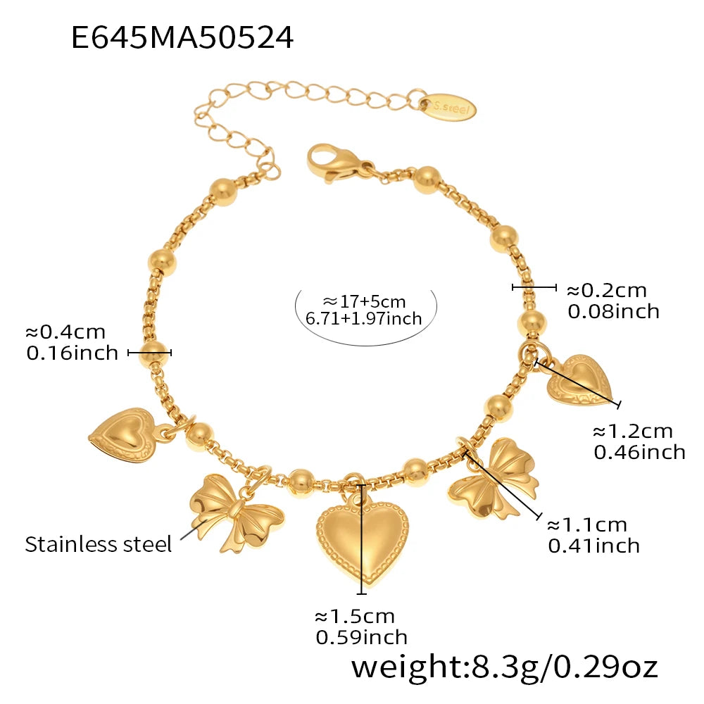 Ulvly Gold Plated Stainless Steel Charm Bracelet – Trendy Link Chain