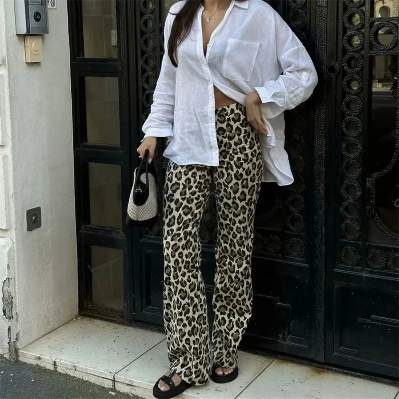 Ulvly Y2K Leopard Wide-Leg Pants