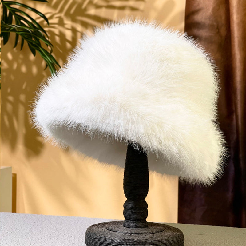 Ulvly Fluffy Faux Fur Bucket Hat