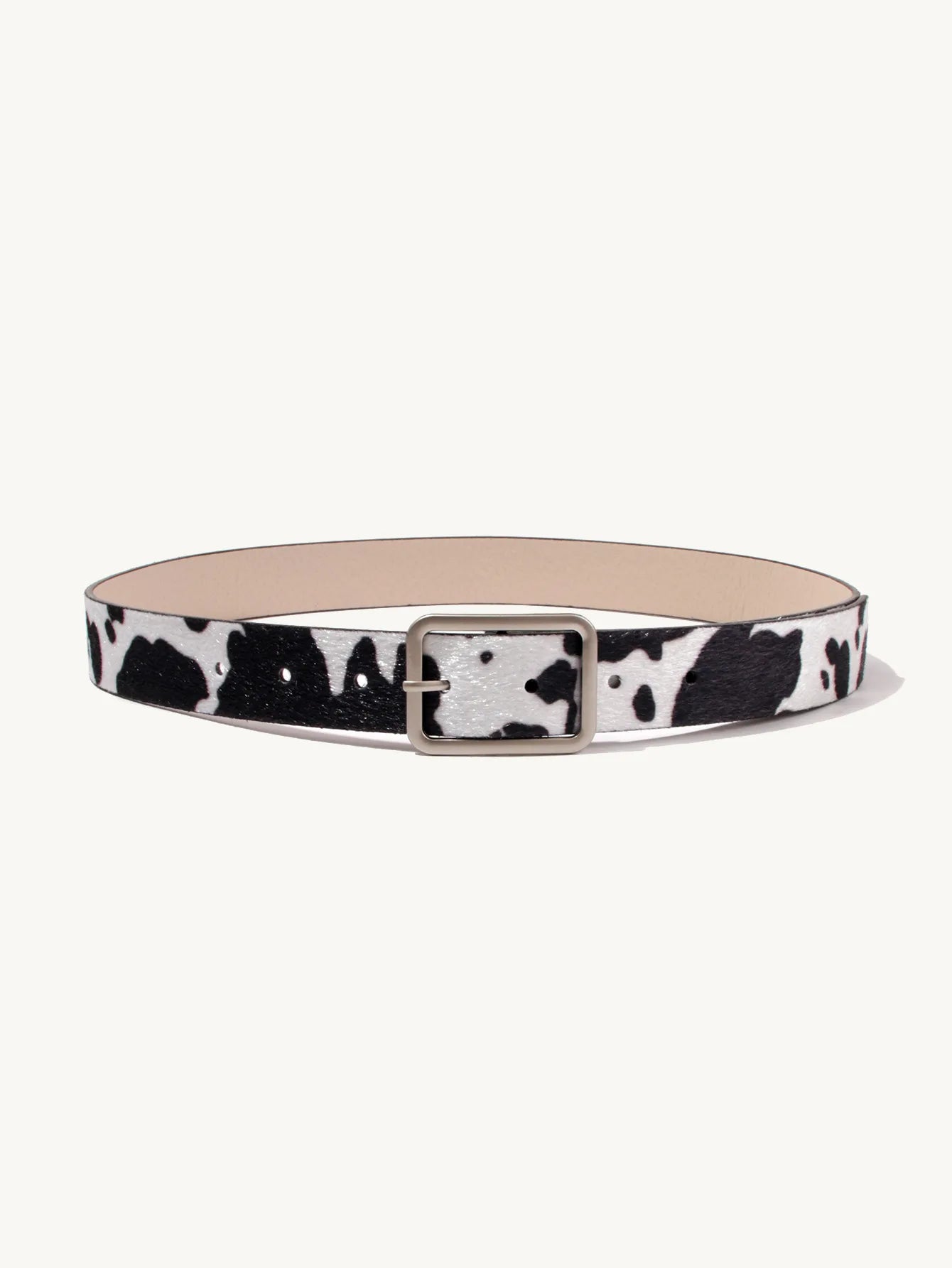 Ulvly Cow Print Faux Fur Belt