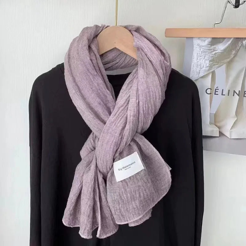 Ulvly Retro Cotton-Linen Touch Scarf