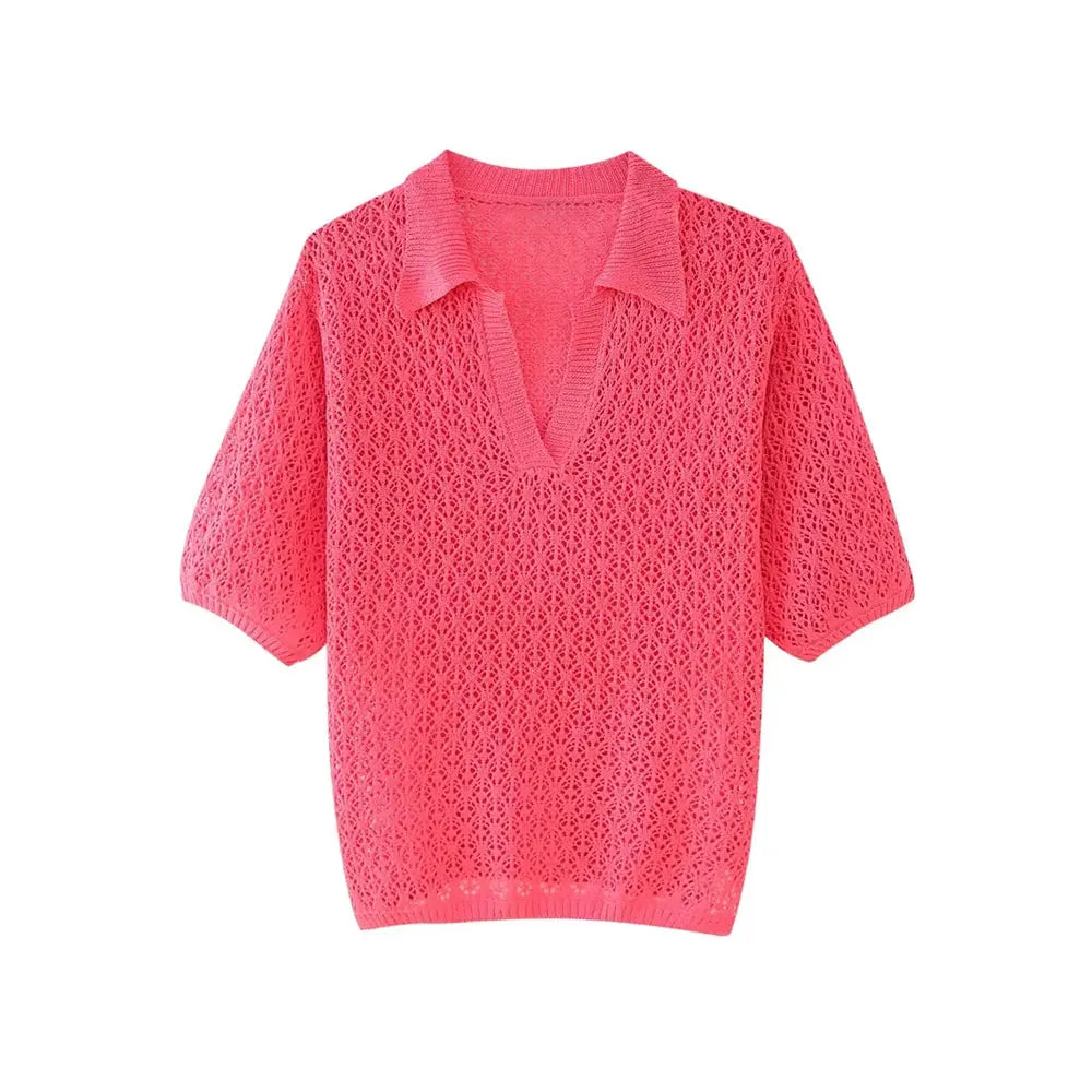 Ulvly Pointelle Polo Knit