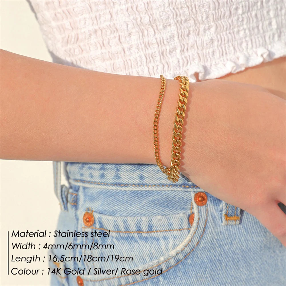 Ulvly Stainless Steel Link Chain Bracelet – Waterproof and Fade-Resistant
