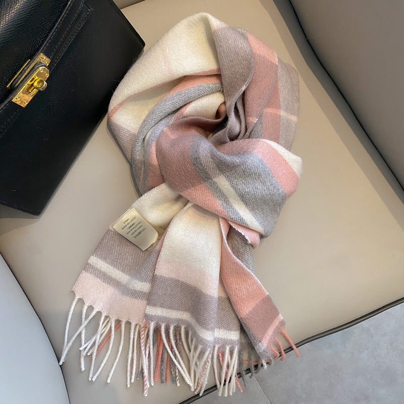 Ulvly Plaid Wool Tassel Scarf