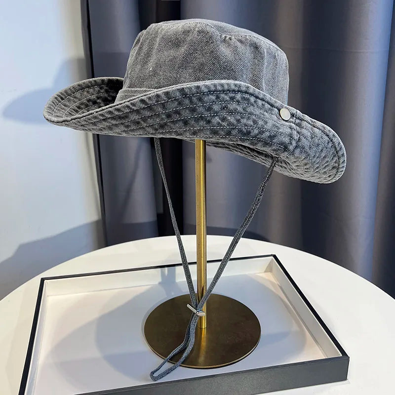 Ulvly Vintage Washed Denim Bucket Hat