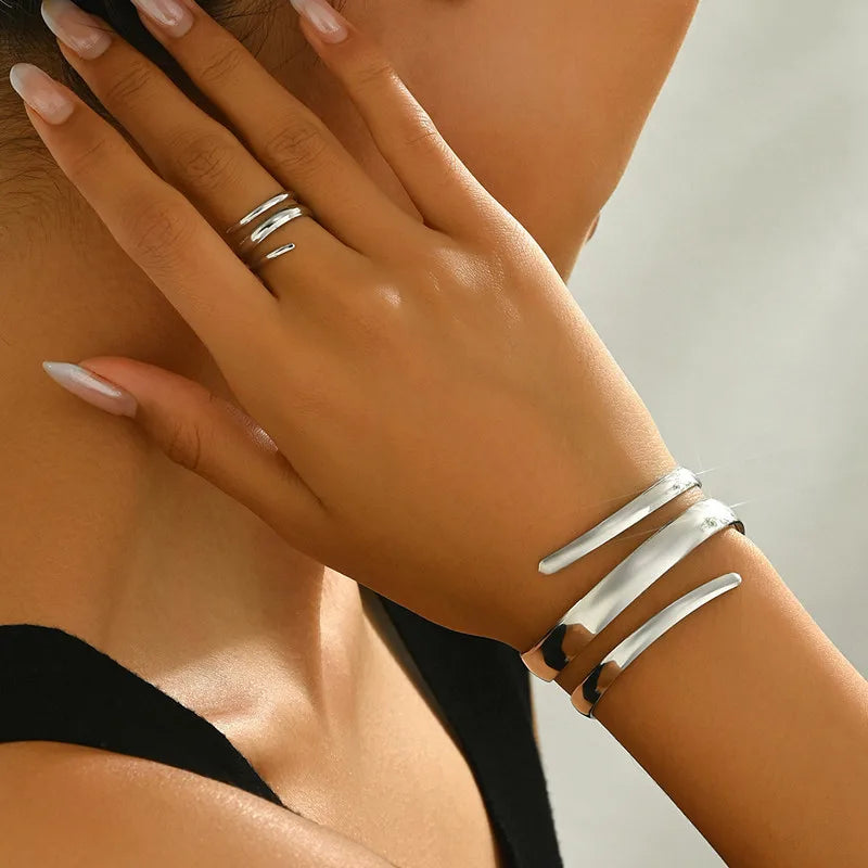 Ulvly Water Drop Ring and Bracelet Set – Stainless Steel