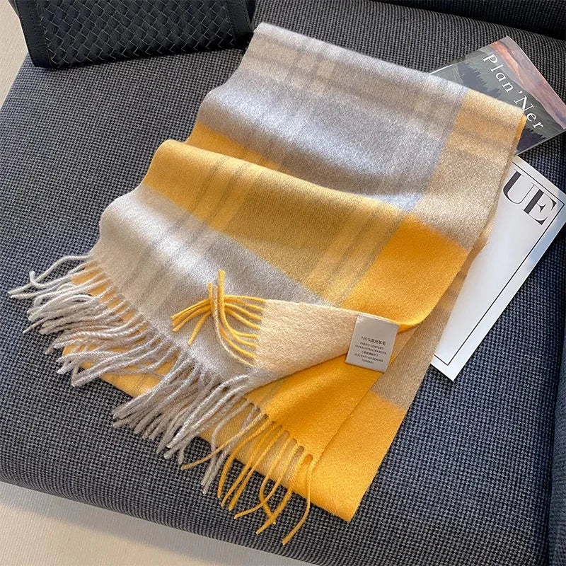Ulvly Plaid Wool Tassel Scarf
