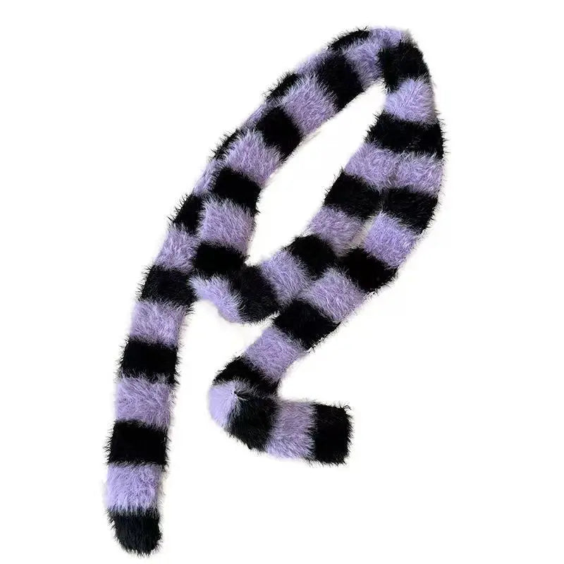 Ulvly Striped Plush Knit Scarf