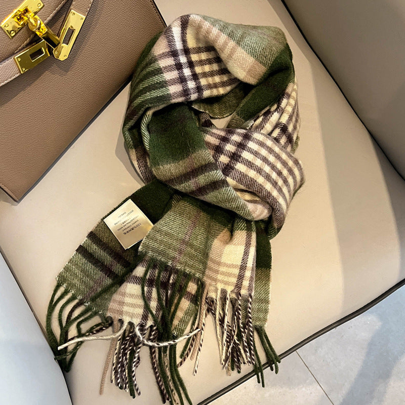 Ulvly Plaid Wool Tassel Scarf