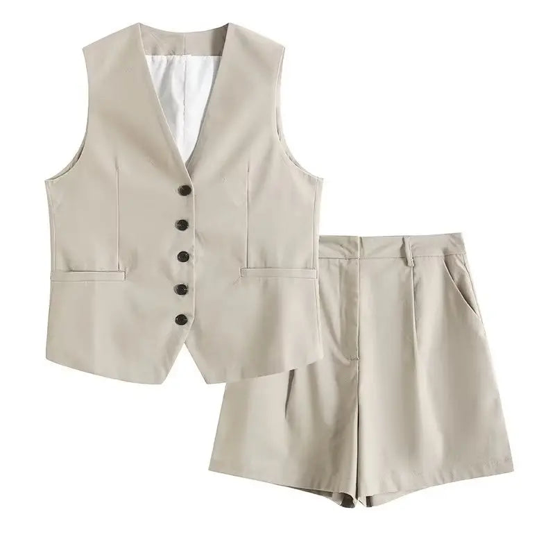 Ulvly Linen Vest &amp; Shorts Suit