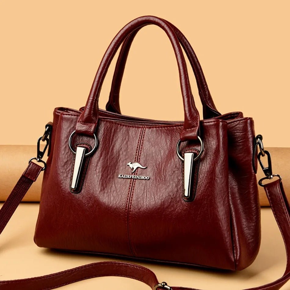 Ulvly 3-Layer Soft PU Leather Crossbody Bag