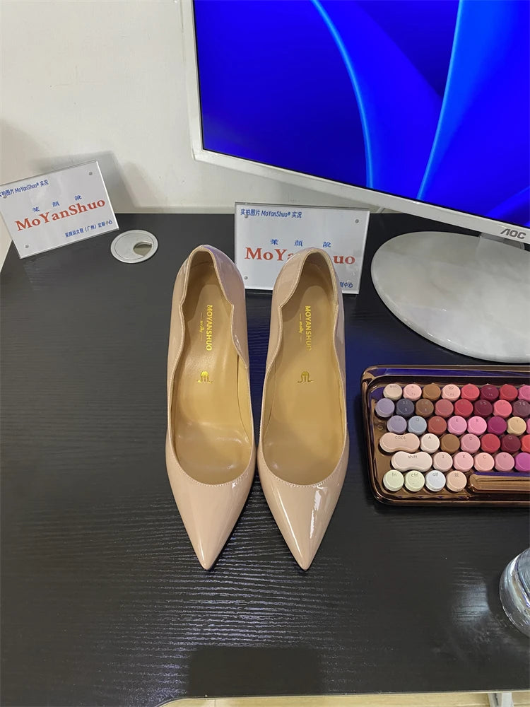 Ulvly Nude Patent Pointed-Toe Stiletto Heels