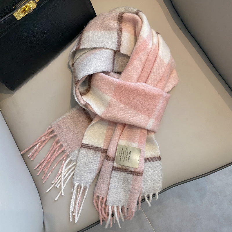 Ulvly Plaid Wool Tassel Scarf
