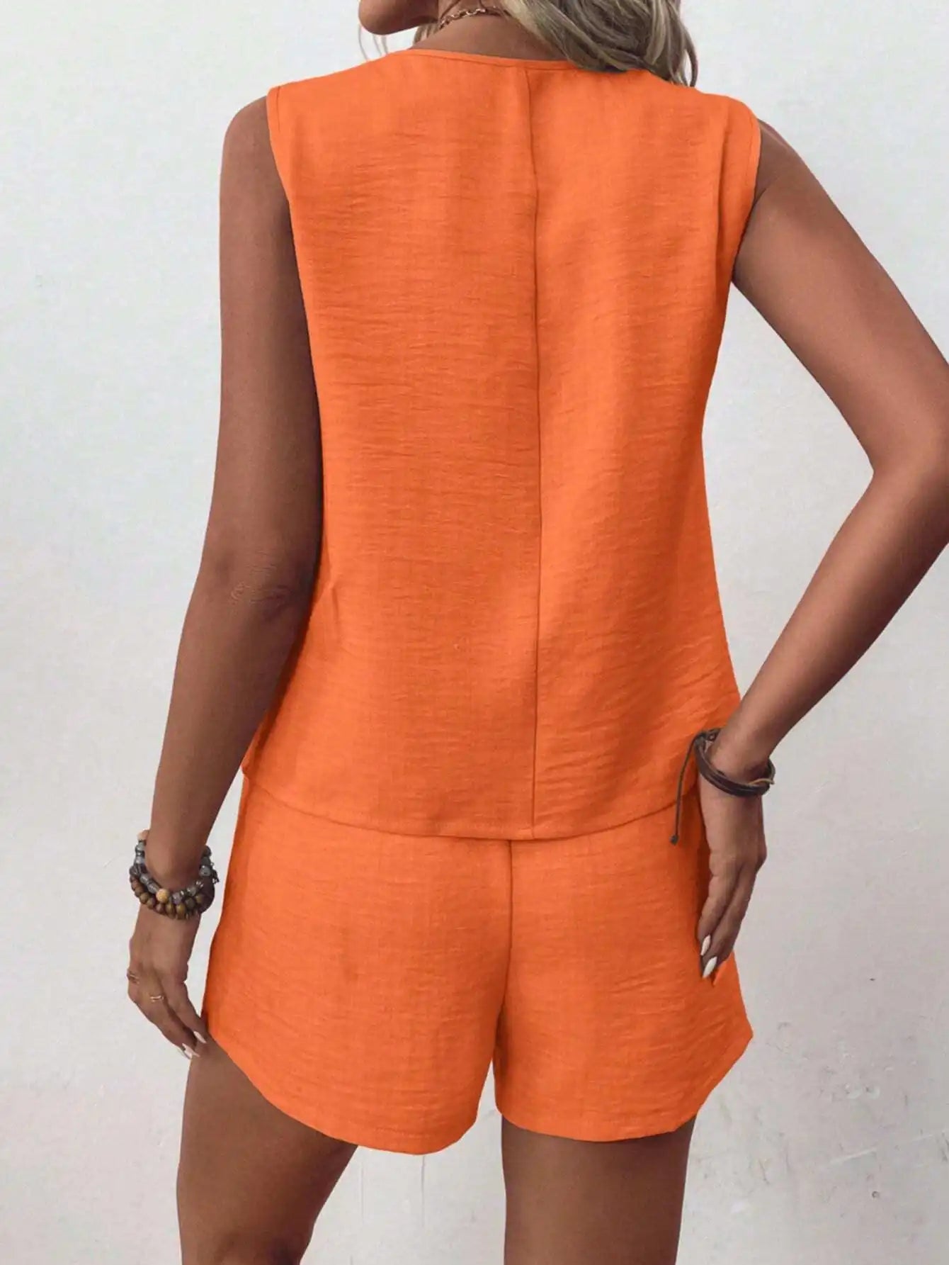 Ulvly Summer Button Vest &amp; Shorts Set