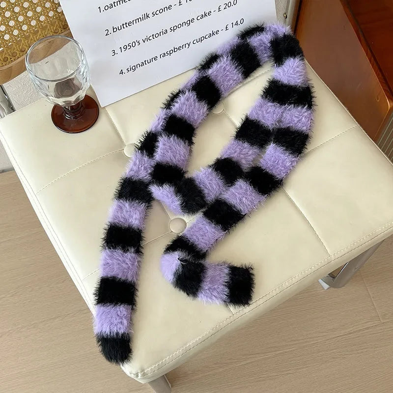 Ulvly Striped Plush Knit Scarf