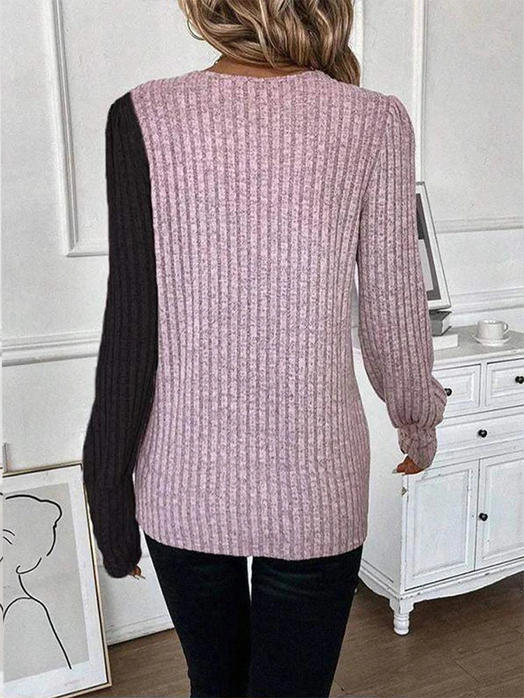 Ulvly Contrast-Stripe Button Sweater