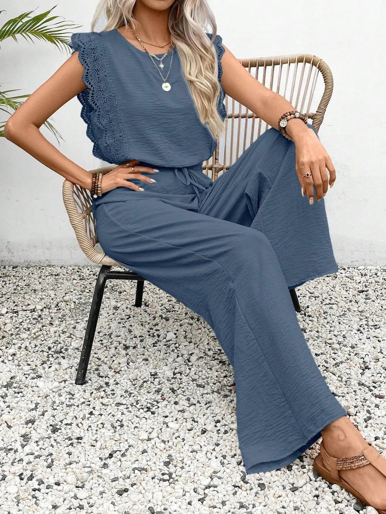 Ulvly Sleeveless O-Neck Suit Set