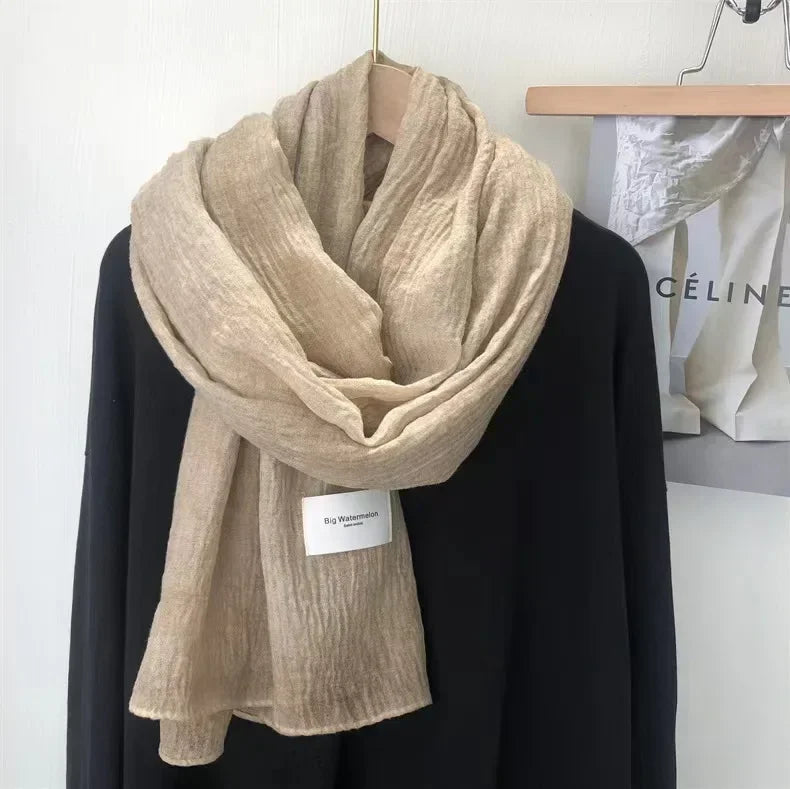 Ulvly Retro Cotton-Linen Touch Scarf