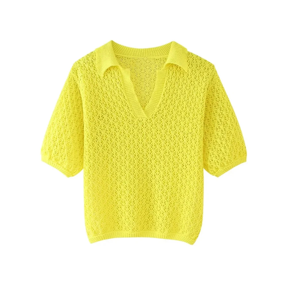 Ulvly Pointelle Polo Knit